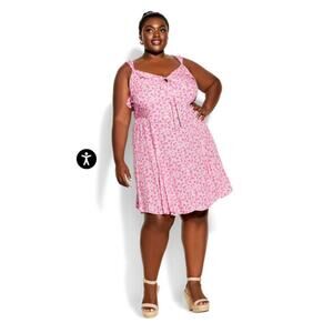 City Chic Foolish Ditsy Dress in Blush Size XXL / 24